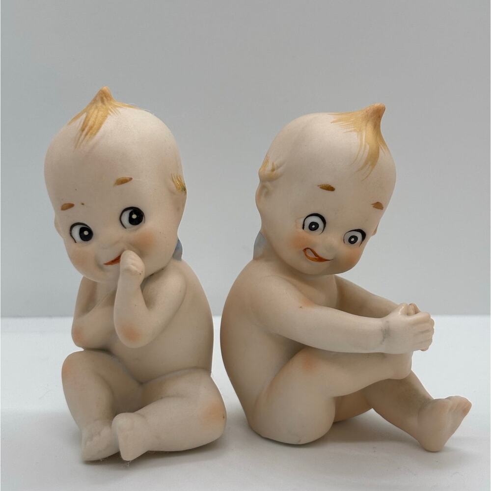 Vintage 1950's Set of 2 Lefton Porcelain Kewpie Doll Figurines, Made in Japan